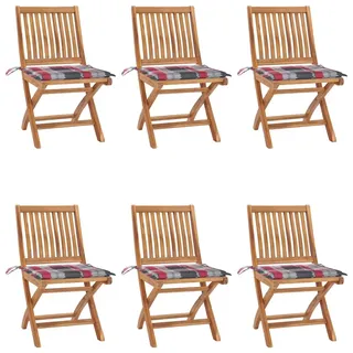 vidaXL Klappbare Gartenstühle mit Kissen 58 x 58 x 88 cm braun 6 St.