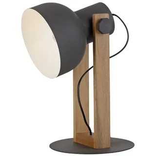 LED Tischleuchte schwarz  Akazienholz höhenverstellbar Industrial