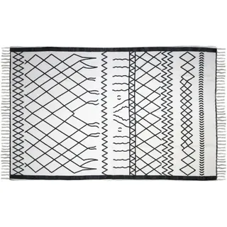 HSM Collection Baumwollteppich mit Print, Linienmotiv - 180x120 cm - Schwarz/Weiß