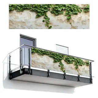 MuchoWow Balkonsichtschutz Efeu - Wand - Grün (1-St) Terrassen-Sichtschutz, Windschutz Balkon Außen, 300x95 cm 300 cm x 95 cm