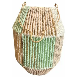 finehomegarden Kerzenlaterne Laterne mit Glas Einsatz natur/grün H25cm Glas Ø7,5cm H8cm Deko (1 St), Dekorative Gartenlaterne Tischlaterne für Kerzen Wohn- & Gartendeko bunt|grün