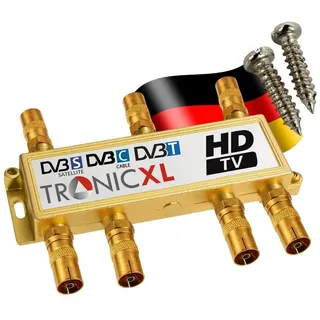 TronicXL SAT-Splitter Antennenverteiler Signalverteiler 6-fach gold Koax Sat Splitter TV Kabelfernsehen Coax Verteiler