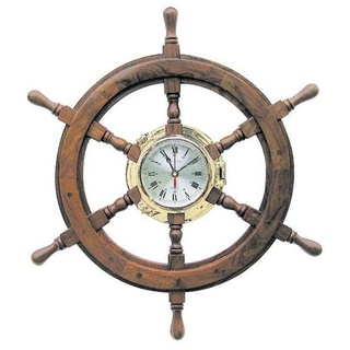 Linoows Uhr Wanduhr, Bullaugen Uhr im Steuerrad 60 cm bunt|goldfarben