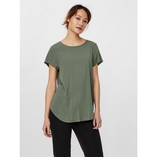 Vero Moda T-Shirt Langes Basic T-Shirt Kurzarm Top Einfarbiges Oberteil VMBECCA 4850 in Grün-2 grün S (36)