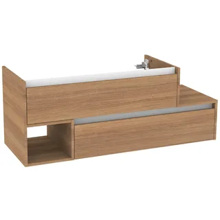 Fackelmann Waschbeckenunterschrank 2 Schubladen 128,5 x 50 x 46 cm Oak/Weiß