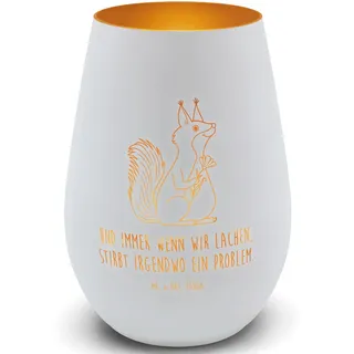 Mr. & Mrs. Panda Gold Windlicht Eichhörnchen Blume - Geschenk, lustige Sprüche, Teelicht, Tiere, Teelicht aus Glas, Spaß, Motivation Sprüche, Lachen,
