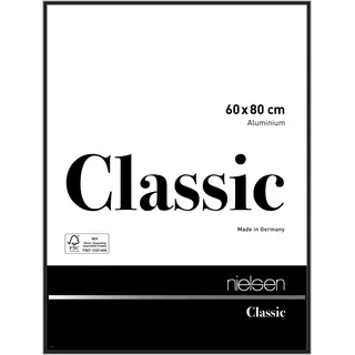 nielsen Aluminium Bilderrahmen Classic, 60 x 80 cm, Schwarz | Aluminium Posterrahmen im Hoch- & Querformat zum Aufhängen Schwarz glänzend Echtglas