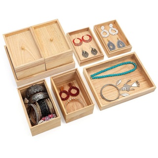 Belle Vous Schmuckständer Holz Schmuckkästchen - 5 Fächer für Damen, Wooden Jewelry Box - 5 Compartments for Women braun