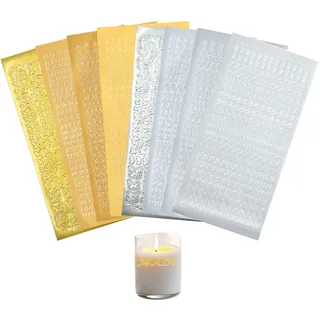 MOLZINY 8 Stück Buchstaben Kerzenaufkleber Wachsbuchstaben für Kerzen Buchstaben Aufkleber mit Zahlen Bastelset Kommunionkerze Wachszahlen Sticker für Taufe Kommunion Hochzeit(Gold, Silber)
