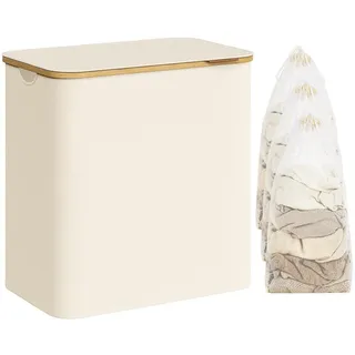 Songmics Wäschekorb 150 l Beige/Weiß