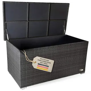 RS Trade Auflagenbox Wasserdicht XXL, 950l, Grau, Gartenbox, Aufbewahrungsbox Garten, Kissenbox Outdoor, Gartentruhe, Große Gartenkiste für Polster, Wetterfeste Garten-Aufbewahrung, Polyrattan