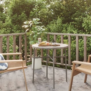 Esstisch Outdoor, Terrasse - Klassisch Design Balkontisch Beistelltisch Grau 45 cm Poly Rattan  cloris