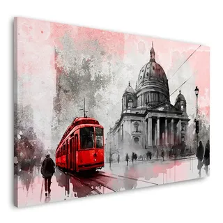 Städte Berlin schwarz weiß Wandbild Leinwandbild Kunst XXL Deko Größe 120x80x2cm