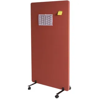Akustik-Trennwand HWC-G77, Büro-Sichtschutz Raumteiler Pinnwand, doppelwandig rollbar Stoff/Textil - 147x80cm braun