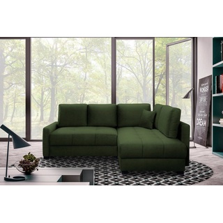 exxpo - sofa fashion Ecksofa Chester, Boxspring Federkern-Polsterung für bequemeren Sitzkomfort, L-Form, schmale Armlehnen, Bettfunktion u. Bettkasten grün