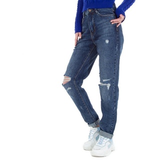 Ital-Design Boyfriend-Jeans Damen Freizeit Destroyed-Look Boyfriend Jeans in Blau blau XS/34