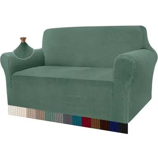 Sofabezug Sofahusse Jacquard Stretch Wohnzimmer 2 Sitzer Salbei
