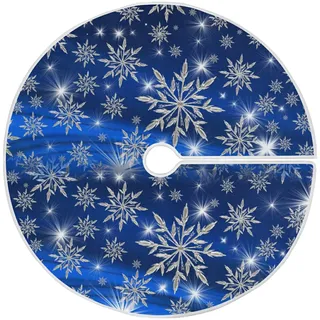Aflyko Weihnachtsbaumdecke in Blau und Silber, Schneeflocke, Weihnachtsbaum-Sockel, Matte für Party, Zuhause, Wohnzimmer, Alltag, Neujahr, Weihnachten, festliche Dekoration, 120 cm