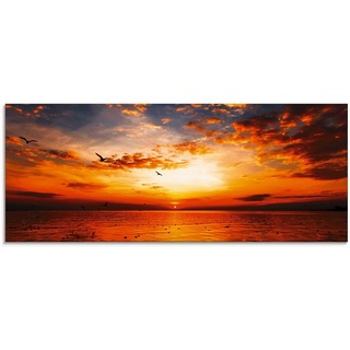 Glasbild ARTLAND "Sonnenuntergang am Strand" Bilder Gr. B/H: 125 cm x 50 cm, Sonnenaufgang & -untergang, 1 St., orange Glasbilder