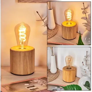 hofstein Tischleuchte Tischlampe aus Holz in Naturfarben/Schwarz, ohne Leuchtmittel, Leuchte im skandinavischen/Boho Design mit Schalter am Kabel, E27 beige