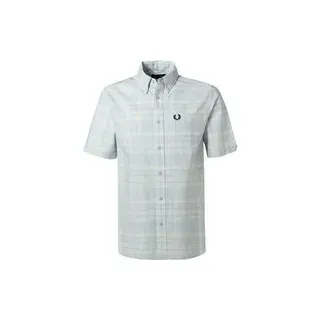 Fred Perry Herren Kurzarmhemd blau kariert, blau, Frühjahr/Sommer 2024