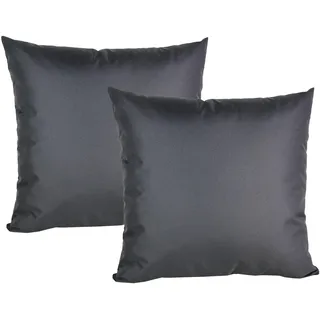 JACK 2X 50x50cm Outdoor Lounge Kissen Dekokissen inkl. XXL-Füllung Wasserabweisend Sitzkissen Garten Stuhl Lotus Effekt, Farbe:Anthrazit