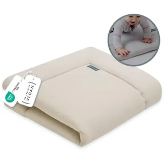 emma & noah Premium Baby Krabbeldecke, Extra Weich Gepolstert, Oeko-TEX - Frei von Schadstoffen, Bio-Baumwolle, Hochwertige Verarbeitung (Essential Beige, 120x120 cm)