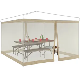 Relaxdays Moskitonetz für 3 x 3 m Pavillon 2 Stück 1,2 x 2,0 m Beige