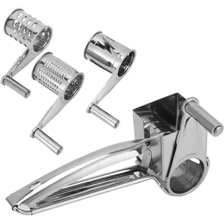 Cyrank Käsereibe aus Edelstahl, Parmesanreibe mit Kurbel, Trommelreibe Edelstahl, Cheese Grater, Manuell, Rotationskäsereibe, Käsereibe Parmesan mit Kurbel, Rotationsgemüseschneider, Schneidmühle