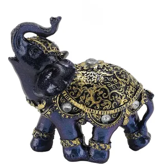 Mtlavishness Elefanten-Figur, Kunstharz, Feng Shui, Reichtum, glücklicher Elefanten-Statue, dekorative Verzierung für Zuhause, Einweihungsgeschenk, Blau, L (Kleine Größe)