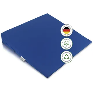 Theraline Sitzkeilkissen orthopädisch für Bürostuhl aus hochwertigem Schaumstoff, ergonomischer Sitzkeil für Auto, Keilkissen Stuhl mit abnehmbarem Bezug, blau, 100% Baumwolle, waschbar bei 60°C