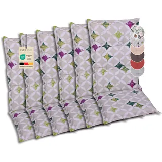 GO-DE Textil Bequeme und attraktive Polsterauflagen für Hochlehner-Gartenstühle (6er-Set, Colibri grün, Hochlehner)