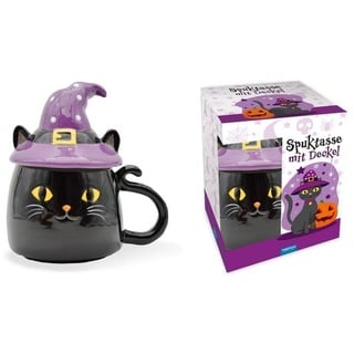 Trötsch Spuktasse mit Deckel Katze Keramiktasse Halloween