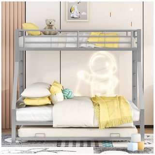 XDeer Etagenbett Etagenbett Metallbett mit ausziehbarem Bett 90(140)x200cm, Leiter auf beiden Seiten für Kinder Jugendliche Erwachsene