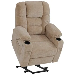 M MCombo Fernsehsessel MCombo Chenille 84 x 108 x 90 cm Beige elektrisch mit Relaxfunktion