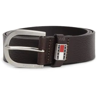 Ledergürtel TOMMY JEANS "TJM RYAN 3.5", Herren, Gr. 100, schwarz braun, Leder, unifarben, Gürtel Ledergürtel, Größenverstellbar mit genarbtem Finish