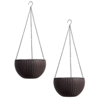 Hti-Living Nessa 2er Set Blumenampel Rattanoptik 0 x 0 x 0 cm Braun