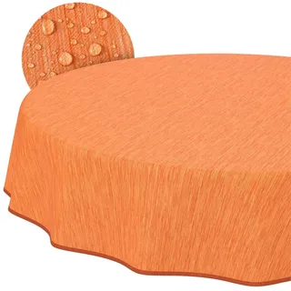 ANRO Tischdecke Wachstuchtischdecke Rund 140 cm Orange
