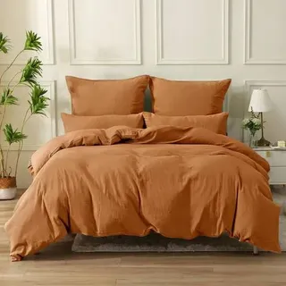 Bettwäsche Muslin Baumwolle Caramel 4tlg. 2x 135*200cm 2x 80*80cm