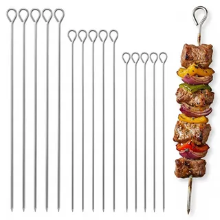 BAHME 15 Pcs schaschlikspieße, schaschlikspieße edelstahl Grillspieße Schaschlikspieße Edelstahl Kebab Grill Spieße Fleischspieße Edelstahl Grillspieß Metallspieße Grill für Fleisch, 15cm, 20cm, 25cm