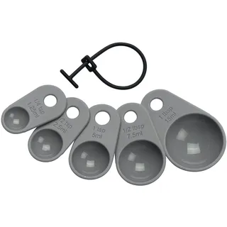 LURCH 70262 Messlöffel-Set (5tlg.) zum Abmessen von Zutaten (15ml, 7,5ml, 5ml, 2,5ml, 1,25ml) Maßeinheiten, Silikon, Grau