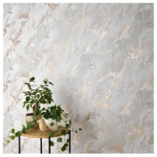 EB-Erismann Vliestapete Marmoroptik 32 cm x 1000 cm 10 m Gold/Grau/Weiß 10318-10