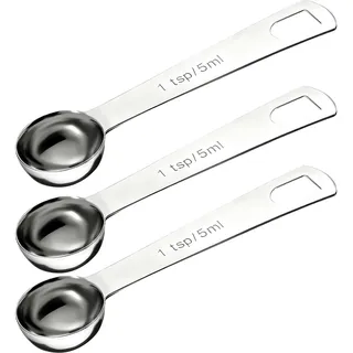 Esslöffel Dosierlöffel 3 Set, Teelöffel Messlöffel 5 ml Edelstahl Teelöffel Schaufel, 1/3 Esslöffel, Kurzer Griff Messlöffel für präzises Kochen, Backen und Gewürzmessung