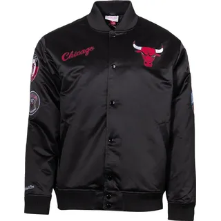 Mitchell & Ness Black Out Satin Jacket schwarz M