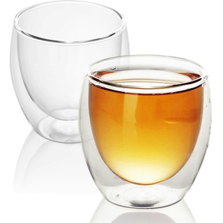 2x Doppelwandiges Thermo Glas Set 200-300 ml Mundgeblasen isoliert Latte Macchiato Glas Teeglas Kaffeeglas