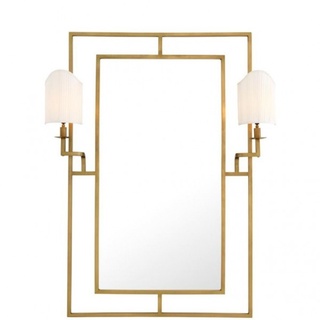 Casa Padrino Luxus Designer Wandspiegel Messing 113 x H 140 cm - Luxus Hotel Spiegel