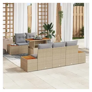 vidaXL Garten Essgruppe 6-tlg. Beige/Grau