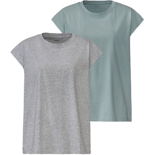 esmara® Damen T-Shirts Oversize 2er (S(36/38), grün/grau)