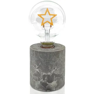 Mea-Living Lucia TISCHLAMPE Beton mit Stern - kabellose Glühlampe, betonoptik Sockel Fuß, batteriebetrieben, industrial, retro