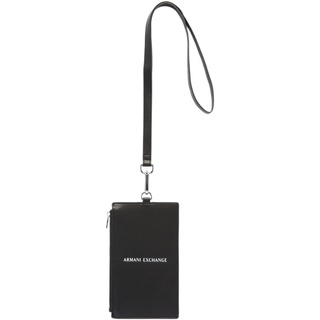 Armani Exchange Men's Single Zipped Pocket, Removable Hook Tech case, Nero-Black